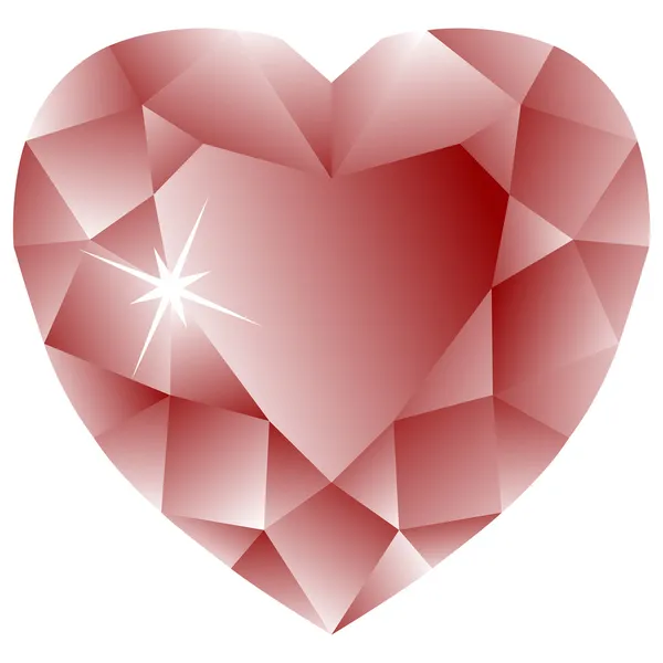 Σχήμα καρδιάς ruby ενάντια στο λευκό — Διανυσματικό Αρχείο
