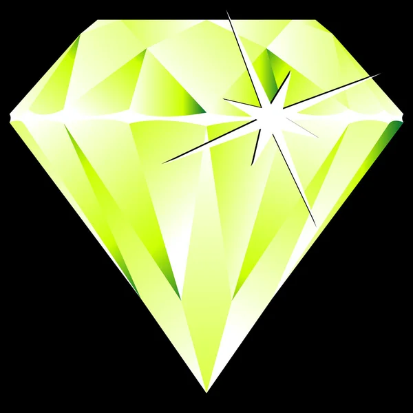 Groene diamant tegen zwart — Stockvector