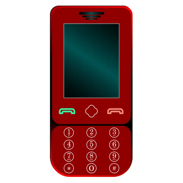 Rode mobiele telefoon tegen Wit — Stockvector