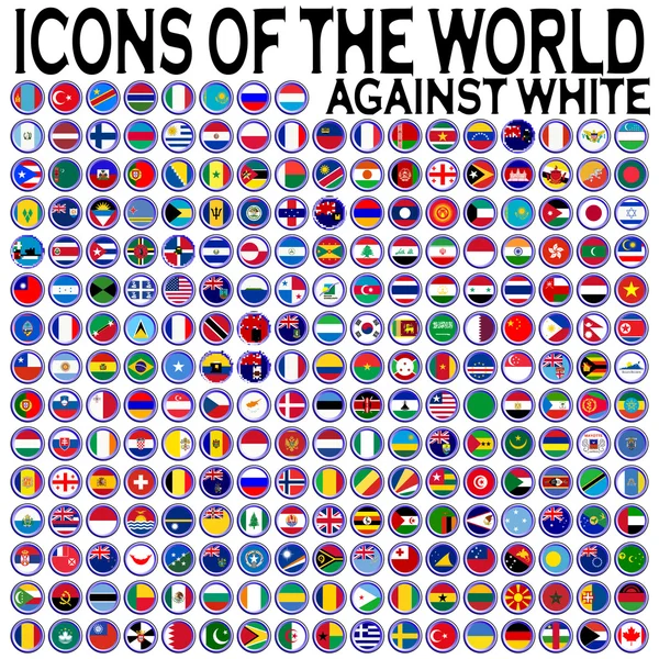 Ikoner av världen mot vit — Stock vektor