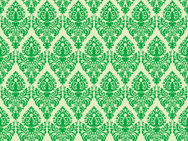 緑のダマスク織のシームレスなテクスチャ — ストックベクタ