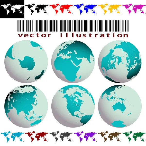 Mapas del mundo y globos vector — Vector de stock
