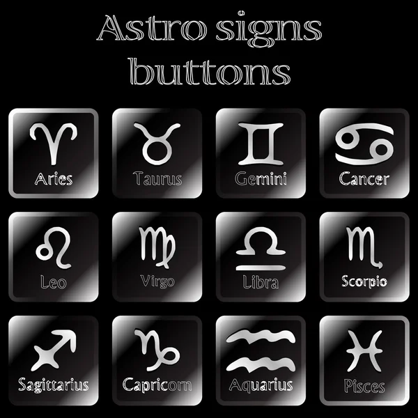 Dark astro sign buttons — Stock Vector