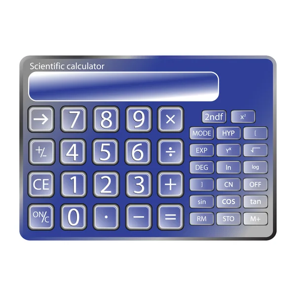 Blauwe rekenmachine tegen Wit — Stockvector
