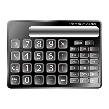 Black calculator against white clipart