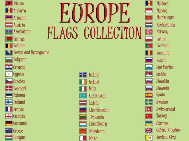 Europe flags collection clipart