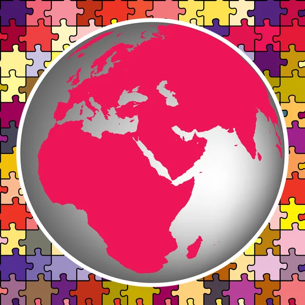 Earth globe tegen puzzel achtergrond — Stockvector
