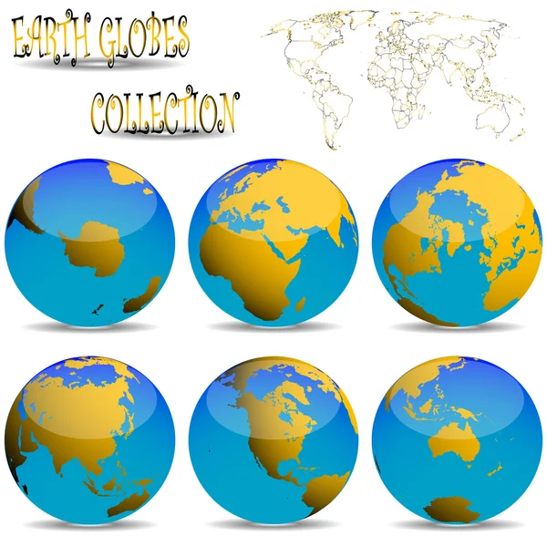 Aarde globes tegen Wit — Stockvector
