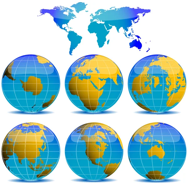Coleção de globos mundiais — Vetor de Stock