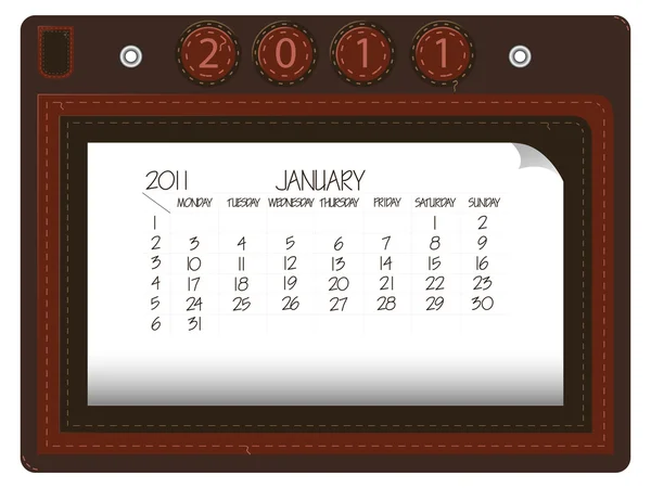 Janvier 2011 cuir — Image vectorielle