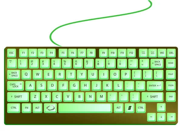 Green shiny keyboard — Stock Vector