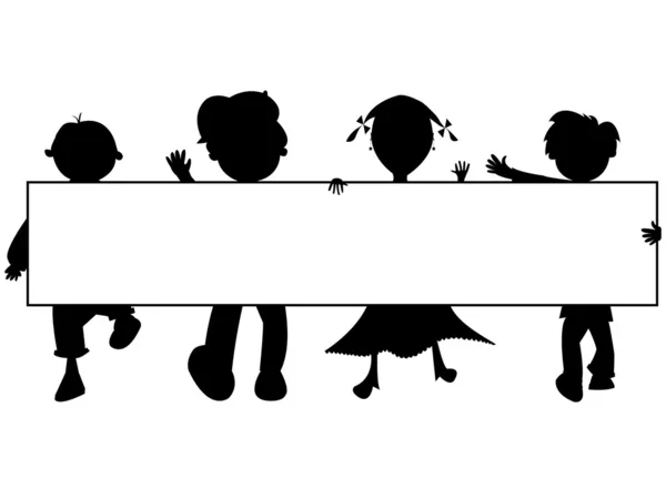 Bannière silhouettes enfants — Image vectorielle