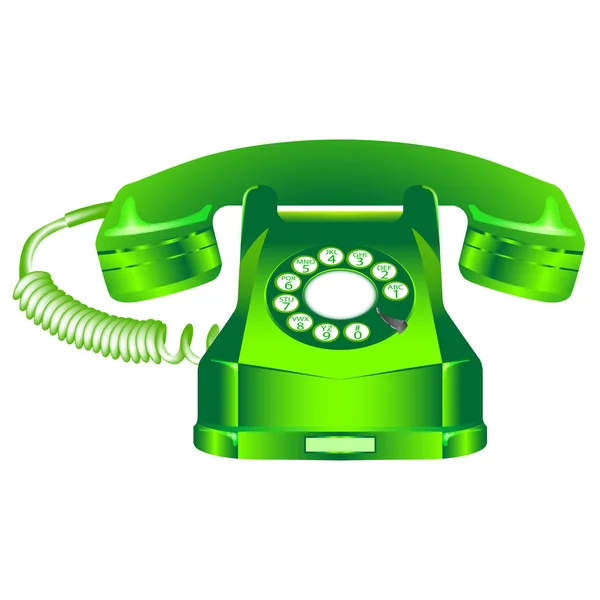 Grünes Retro-Telefon gegen Weiß — Stockvektor