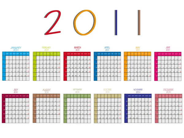 Calendario 2011 contro il bianco — Vettoriale Stock