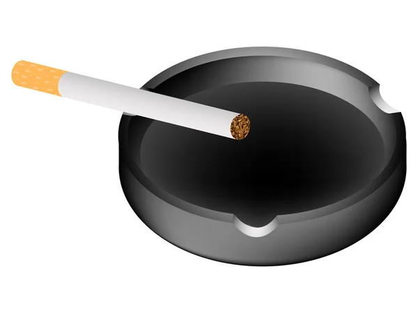 Posacenere e sigaretta contro bianco — Vettoriale Stock