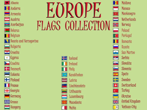 Europa vlaggen collectie — Stockvector