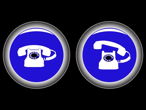 Telephone blue icons against black — Stock Vector