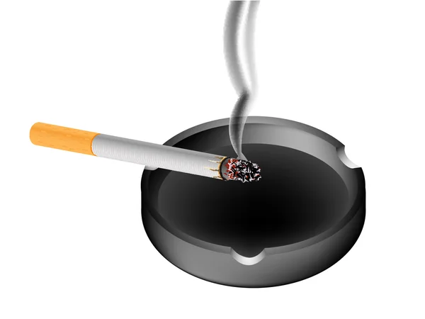 Rokerige sigaret en asbak — Stockvector