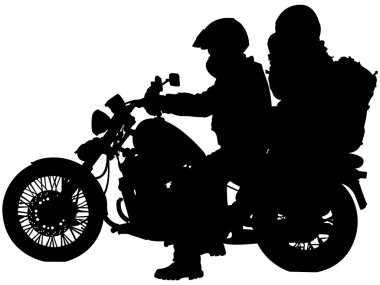 Motorcycle and bikers silhouettes clipart