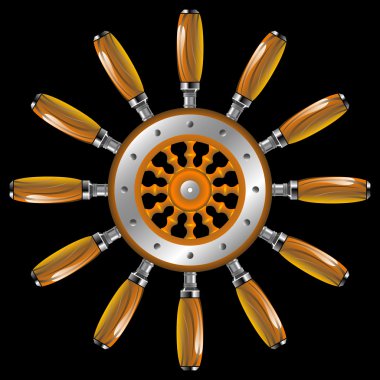 Ship wheel against black clipart