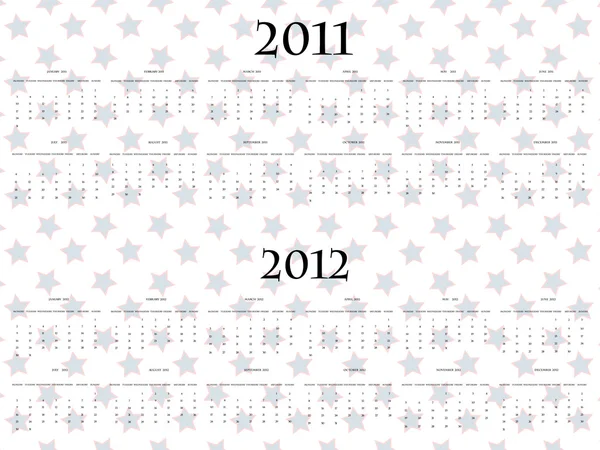 Календарь векторных звёзд на 2011 и 2012 годы — стоковый вектор