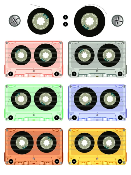 Zestaw retro kaseta magnetofonowa — Wektor stockowy