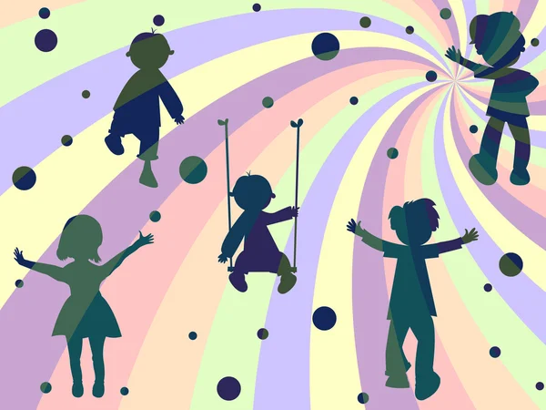 Crianças raios e bolhas composição — Vetor de Stock