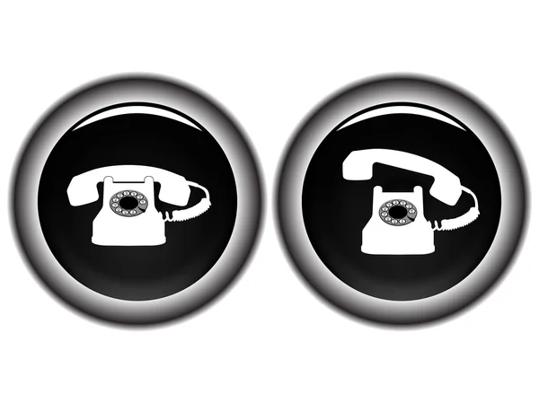 Ikonok telefon fekete fehér — Stock Vector