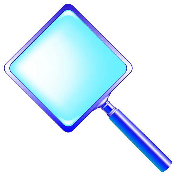Квадратне блакитне збільшувальне скло — стоковий вектор