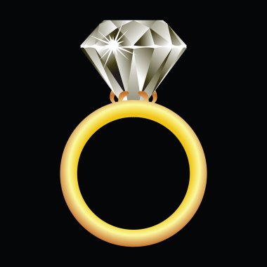 Diamond ring against black clipart