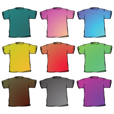 T shirts collection against white clipart