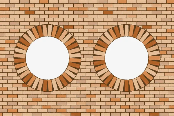 Round brick windows — Stock Vector