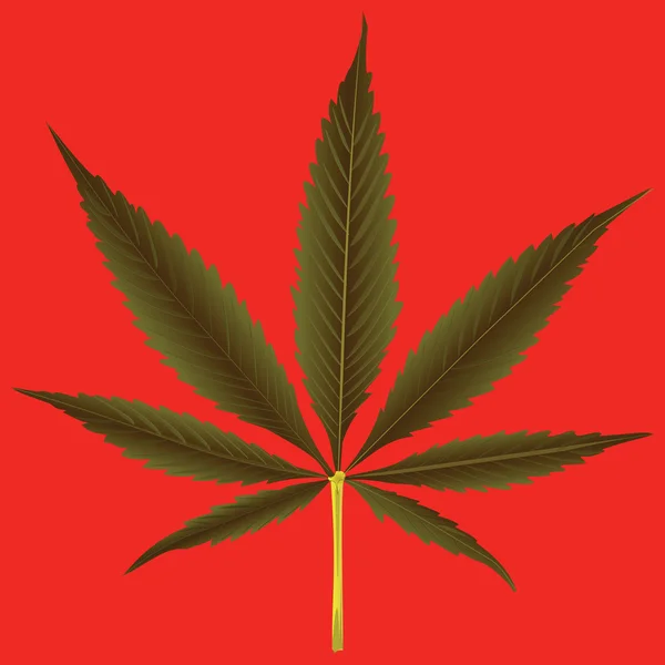 Feuille de cannabis sur fond orange — Image vectorielle