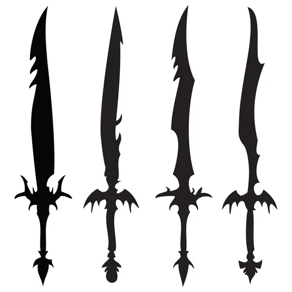 Swords silhouettes against white — Stock Vector