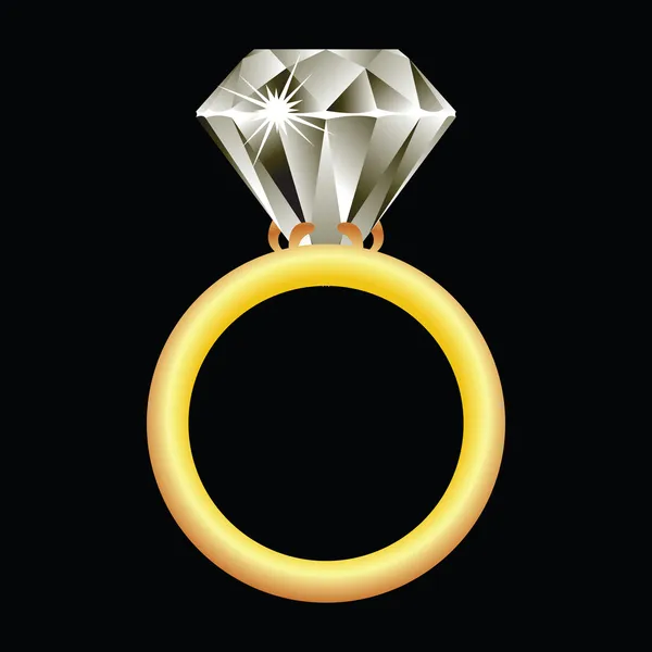 Διαμαντένιο δαχτυλίδι ενάντια μαύρο — Διανυσματικό Αρχείο