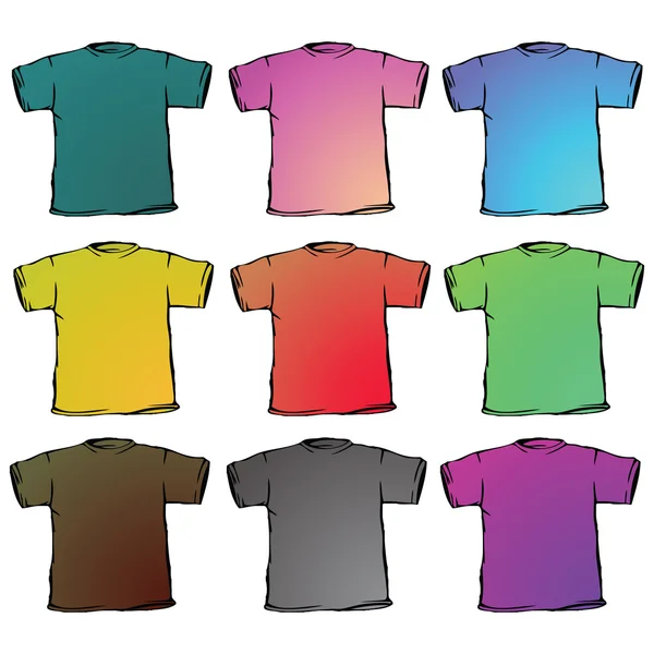 T shirts collection against white — Stock Vector