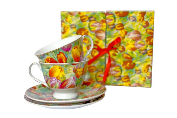 Tavaszi tea csészék — Stock Fotó