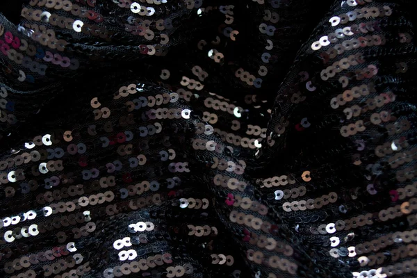 Tecido de lantejoulas preto — Fotografia de Stock