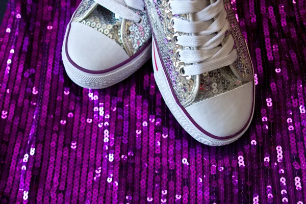 Sneakers with sequins — Stock Photo, Image