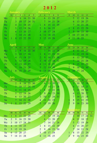 Calendario verde 2012 — Foto Stock