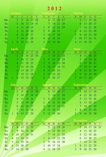 Green calendar 2012 — Stock Photo, Image