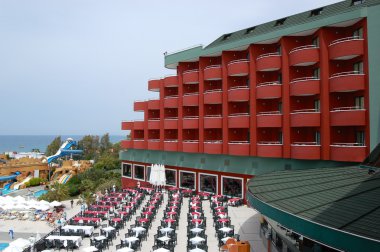 Open-air restaurant at Turkish hotel clipart