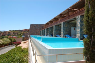 Yüzme Havuzu, modern lüks villa, crete, Yunanistan