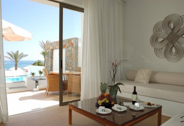 Interior of the luxury villa, Crete, Greece