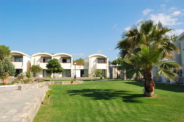 Palm tree on the lawn at luxury hotel, Crete, Greece — Stock Photo, Image