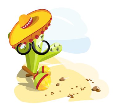 Cactus mustache clipart