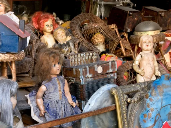 Antiques and dolls Royalty Free Stock Images