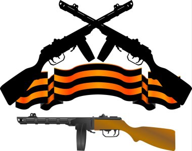 Soviet machinegun and georgievsky ribbon clipart