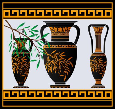 Greek amphoras and jug clipart