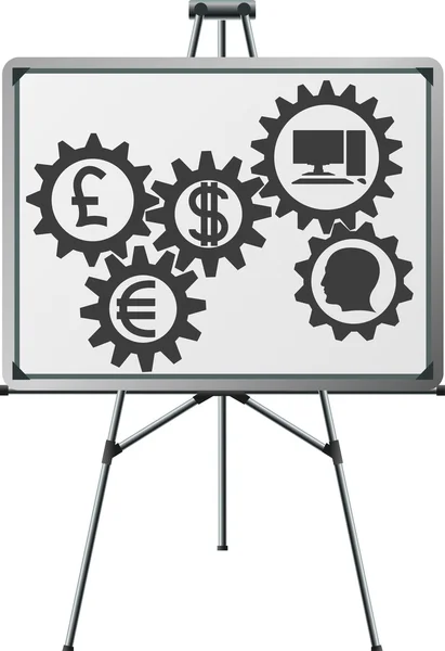 Gear of business in easel — Stock Vector